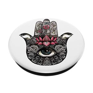 Hamsa Hand Fatima Spiritual Meaning Origin Lotus Meditation PopSockets PopGrip: Swappable Grip for Phones & Tablets