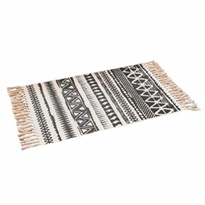 HLOVME Woven Cotton Boho Area Rug with Tassel 2' x 3' Washable Indoor/Outdoor Rugs for Living Room Bedroom Kitchen Hallways Floor