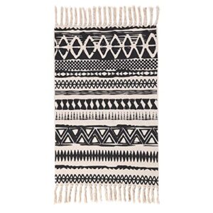 HLOVME Woven Cotton Boho Area Rug with Tassel 2' x 3' Washable Indoor/Outdoor Rugs for Living Room Bedroom Kitchen Hallways Floor