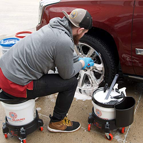 Grit Guard 5 Gallon Washing System with Dolly, Including Grit Guard, 5 Gallon Bucket, Bucket Dolly, and Gamma Seal Lid (Red)