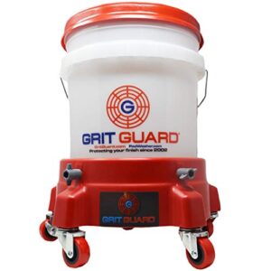 Grit Guard 5 Gallon Washing System with Dolly, Including Grit Guard, 5 Gallon Bucket, Bucket Dolly, and Gamma Seal Lid (Red)