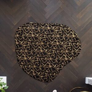 maia] Abstract Gold Gilded Billabong Area Rug Washable for Entryway, Bedroom, Living Room, Bathroom (Black, Billabong)