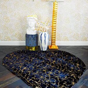 maia] Abstract Gold Gilded Billabong Area Rug Washable for Entryway, Bedroom, Living Room, Bathroom (Black, Billabong)