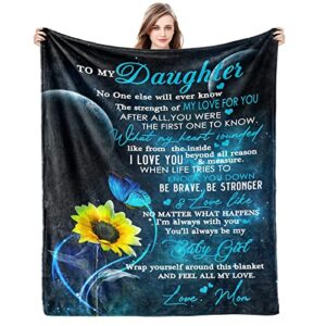 gift for my daughter blanket from mom as birthday present i love you letter to her, ultra-soft flannel fleece light weight bed throw (60x50'', daughter gift)