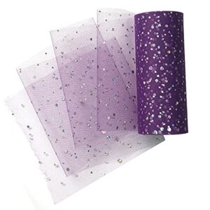 levylisa glitter purple sequin shimmer tulle roll 6"x 25 yard- purple tulle spool-tulle fabric-tutu tulle-purple wedding tulle