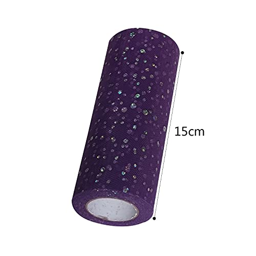 levylisa Glitter Purple Sequin Shimmer Tulle Roll 6"x 25 Yard- Purple Tulle Spool-Tulle Fabric-Tutu Tulle-Purple Wedding Tulle