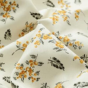 COTTONVILL Linen Blend Print Fabric (3yard, 02 - Gold Mimosa Ivory)