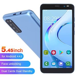 Hilitand 5.45 inch Smartphone, HD Full Screen Unlocked Cell Phones, for Android 4.4.2 Face Fingerprint Smart Phone, 512MB/4GB, HD Camera Mobil Phone, 1500mAh Battery, 128GB Extension (Blue)