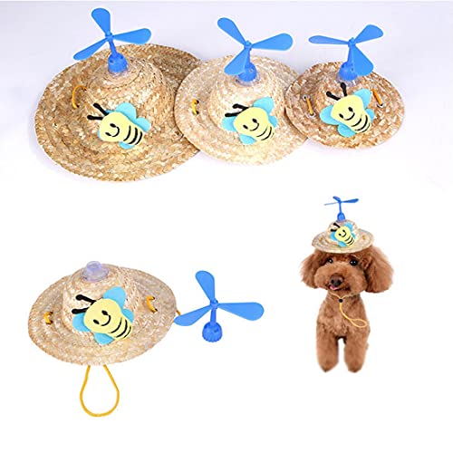 Pet Mini Dog Hat Dog Straw Hat Cat Hat Sombrero Woven Cat Hat Dog Sun Cap Cat Sunhat Puppy Cap Small Windmill Hat Outdoor Sun Protection Hat for Photo Props