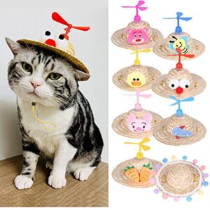 Pet Mini Dog Hat Dog Straw Hat Cat Hat Sombrero Woven Cat Hat Dog Sun Cap Cat Sunhat Puppy Cap Small Windmill Hat Outdoor Sun Protection Hat for Photo Props