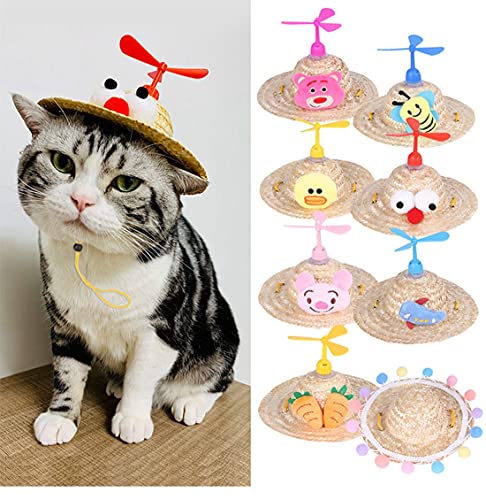 Pet Mini Dog Hat Dog Straw Hat Cat Hat Sombrero Woven Cat Hat Dog Sun Cap Cat Sunhat Puppy Cap Small Windmill Hat Outdoor Sun Protection Hat for Photo Props