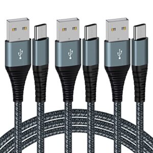 white cat usb type c cable 6ft, 3 pack 3a usb a to usb c charging cable nylon braided fast charging usb c cord compatible with samsung galaxy s21 s20 s10 plus note 10 9 8 lg google pixel moto