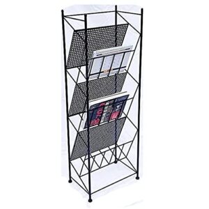 storage newspaper baskets magazine rack floor white bookshelf student picture book rack black newspaper rack gold rack (color : black, size : 3523100cm)