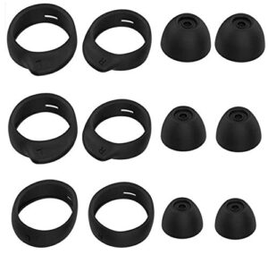 jnsa replacement eargel ear tip and wing tip set compatible with samsung galaxy buds+ plus earbuds, eartip 3 size 3 pairs and wingtip 3 size 3 pairs,fit in the case,black