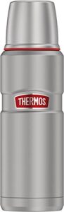 thermos 16oz stainless beverage bottle (matte steel/red)