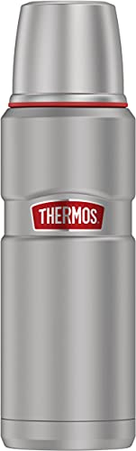 Thermos 16OZ Stainless Beverage Bottle (Matte Steel/Red)