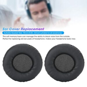 Limouyin Durable Foam Ear Pad Replacement Cushions, 75MM/3.0in Headphone Universal Ear Cushions Replacement Headset Noise Reduction Foam Ear Pads Covers Black