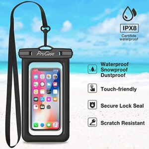 ProCase Floating Waterproof Phone Pouch Waterproof Phone Case, Float Water Proof Cell Phone Pouch Underwater Dry Bag for iPhone 14 13 12 11 Pro Max XS XR X, Galaxy S21 Pixel Up to 7.0" -2 Pack, Black