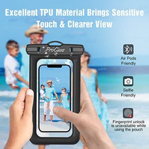 ProCase Floating Waterproof Phone Pouch Waterproof Phone Case, Float Water Proof Cell Phone Pouch Underwater Dry Bag for iPhone 14 13 12 11 Pro Max XS XR X, Galaxy S21 Pixel Up to 7.0" -2 Pack, Black