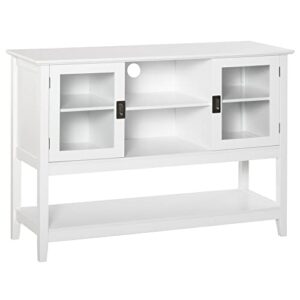 homcom modern sideboard buffet cabinet, console table with framed glass doors, multiple storage options, and anti-topple for kitchen, living room, white