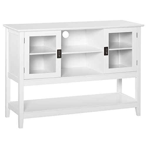 HOMCOM Modern Sideboard Buffet Cabinet, Console Table with Framed Glass Doors, Multiple Storage Options, and Anti-Topple for Kitchen, Living Room, White