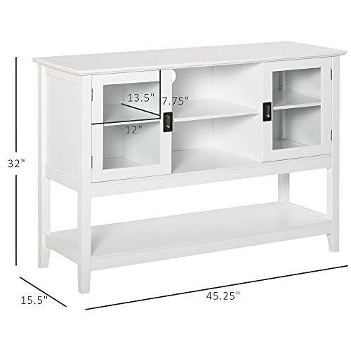 HOMCOM Modern Sideboard Buffet Cabinet, Console Table with Framed Glass Doors, Multiple Storage Options, and Anti-Topple for Kitchen, Living Room, White