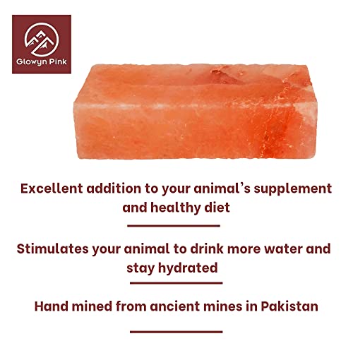 Glowyn Pink Himalayan Salt Block Lick Brick – 4.4 lbs, 4 Pack – 8X 3.85 x 2 inches (fits Standard Salt Block Holder) - 100% Natural with Vital Minerals for Horses & Livestock.