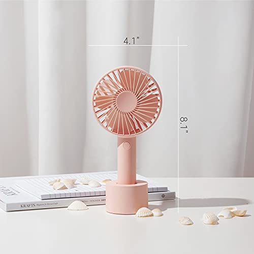 Generic Handheld Fan Portable,Mini Hand Held Quiet with USB Rechargeable Battery, Personal Office Desk Table Base,8-10 Hours Operated For Makeup Eyelash Lady/Women/Girls/Kids Outdoor - Pink