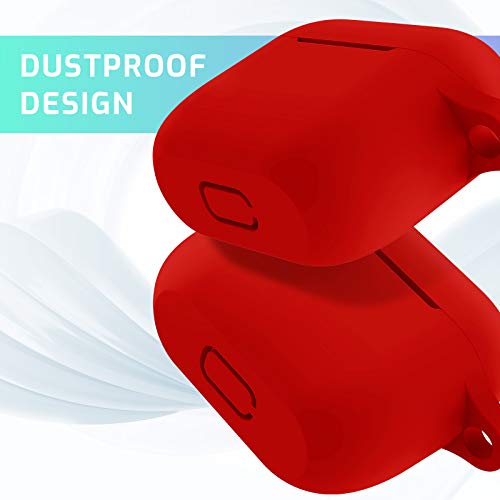 MILPROX AirPods 3 Case, Protective Skin Cover with Keychain [Visible Front LED] Shockproof Soft Slim Cases Accessories for AirPods 2021 3rd Generation Charging Case [2021 Release]-Red