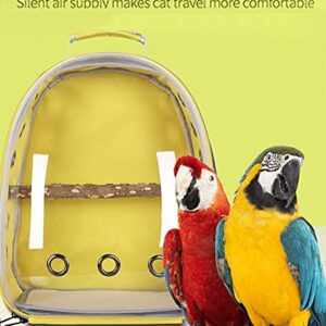 JingShi Bird Carrier Backpack Bubble Bird Travel Carrier Backpack with Standing Perch&Feeding Bowl Pet Parrot Space Capsule Transparent Backpack Breathable 360degree Sightseeing (Yellow)