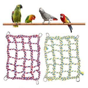 Petmolico Pet Climbing Rope Net, Rat Hamster Bird Ferret Hanging Hammock Cotton Climbing Rope Ladder Small Animal Activity Toy, 2 Pack, Red + Yellow