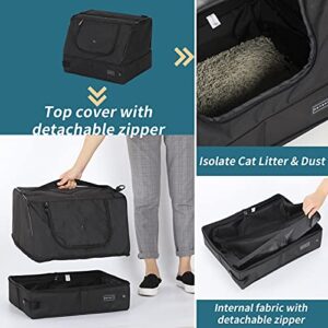 Petsfit Upgrade Travel Portable Cat Litter Box for Medium Cats & Kitties,Leak-Proof, Lightweight, Foldable (Black（with lid）, 17" Lx13 Wx12.5 H)