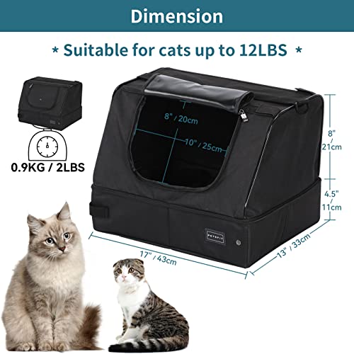 Petsfit Upgrade Travel Portable Cat Litter Box for Medium Cats & Kitties,Leak-Proof, Lightweight, Foldable (Black（with lid）, 17" Lx13 Wx12.5 H)