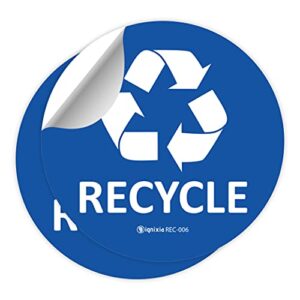 ignixia recycle stickers for trash can 6x6 inches large (pack of 2) recycle stickers for recycle bins waterproof uv protected recycling stickers for trash can indoor & outdoor (blue)