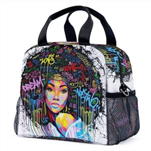 galirvc african american lunch bag reusable insulated lunch box large cooler tote bag for woman work travel picnic