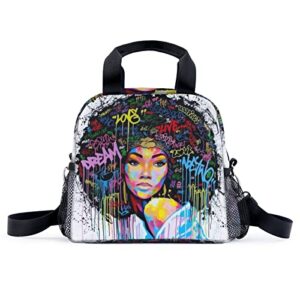 GALIRVC African American Lunch Bag Reusable Insulated Lunch Box Large Cooler Tote Bag for Woman Work Travel Picnic