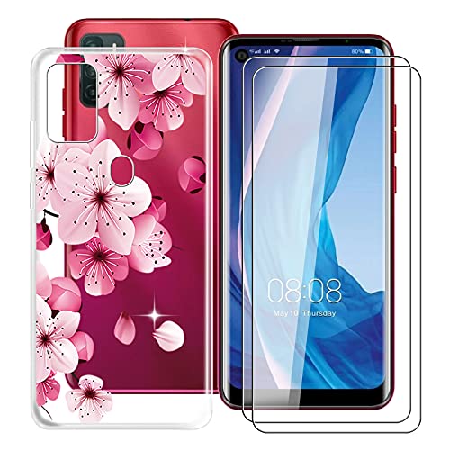 HHUAN Phone Case with 2 Pack Screen Protector Tempered Glass, for Ulefone Note 11P (6.55 inch) Clear Soft Silicone TPU Bumper Shell, Shock Absorption Anti-Yellowing Protective Cover - WM113