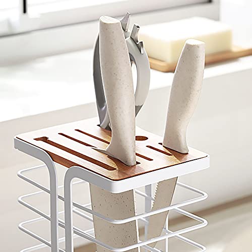 Cedilis Kitchen Knife Block with a Drip Tray, Solid Framed Knife Holder Storage Organizer for Kitchen Counter, 8 Slot