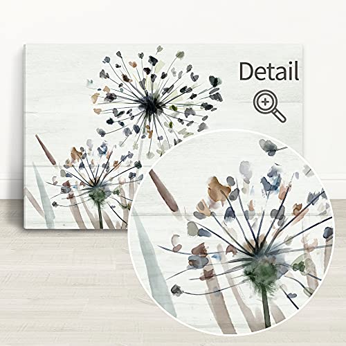 SUMGAR Dandelion Wall Art Grey Rustic Bathroom Decor Gray Beige Flower Pictures Botanical Artwork Watercolor Nature Plant Framed Canvas Prints for Farmhouse Bedroom Living Room Kitchen 16" x 24"