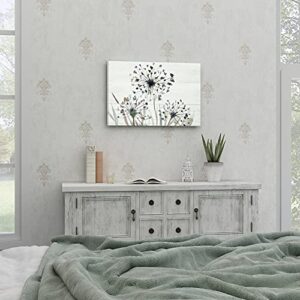 SUMGAR Dandelion Wall Art Grey Rustic Bathroom Decor Gray Beige Flower Pictures Botanical Artwork Watercolor Nature Plant Framed Canvas Prints for Farmhouse Bedroom Living Room Kitchen 16" x 24"