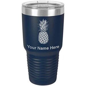 lasergram 30oz vacuum insulated tumbler mug, pineapple, personalized engraving included (navy blue)
