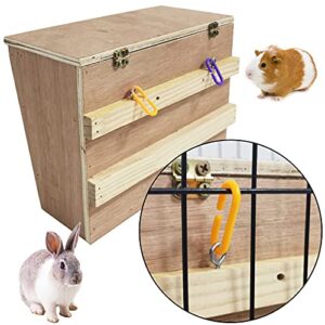 kathson Rabbit Hay Feeder Rack Wooden Food Feeding Manger Bunny Grass Holder Small Animals Less Wasted Food Dispenser for Rabbits Guinea Pig Chinchilla Hamster