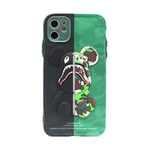 jeriwell compatible with iphone 11 phone case 6.1 inch silicone shockproof cool 3d cartoon camo bear street fashion full body protection case/cover/skin for iphone 11 for men boy (camouflage 3d bear)