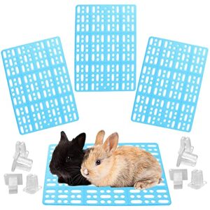 jslzf plastic rabbit cage mat, 4 pcs bunny feet pad, small animal floor pet mat, hole leak water, resistance to chew, washable, thick nest mat for rabbit, bunny