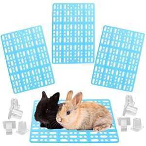 JSLZF Plastic Rabbit Cage Mat, 4 PCS Bunny Feet Pad, Small Animal Floor Pet Mat, Hole Leak Water, Resistance to Chew, Washable, Thick Nest Mat for Rabbit, Bunny