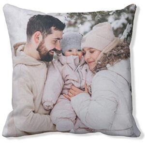 custom pillow - personalized pillow with picture & name including case & insertion. full color print on both sides ultra soft cover. memorial photo gift for home mom (1 photo, 14" x 14")
