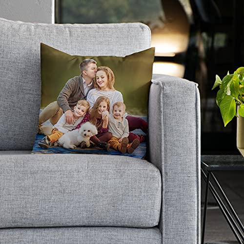 Custom Pillow - Personalized Pillow with Picture & Name Including Case & Insertion. Full Color Print on Both Sides Ultra Soft Cover. Memorial Photo Gift for Home Mom (1 Photo, 14" x 14")