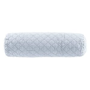 Brielle Home Ravi Stone Washed Solid Diamond Stitched Quilted Bolster Pillow, 18"x6", Light Blue