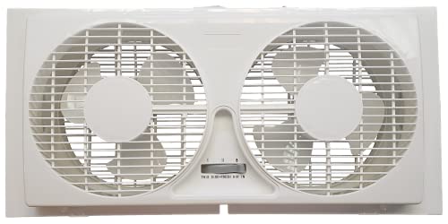 JOEY'Z 9-inch Twin Window Fan with Manual Reversible Airflow Control, Auto-Locking Expanders, and 2-Speed Fan Switch (Min. 22.4" Max. 34.3") Expanders and Leg Stands Included