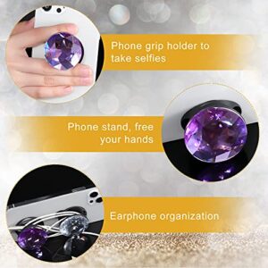 Frienda 8 Pieces Disco Crystal Phone Grip Holder Collapsible Finger Kickstand with Bling Disco Top Self-Adhesive Expanding Stand Universal Electronic Accessories for Phones Tablets